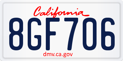 CA license plate 8GF706