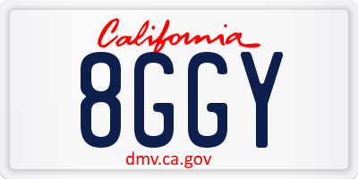 CA license plate 8GGY