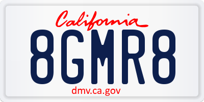 CA license plate 8GMR8