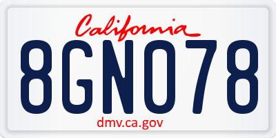 CA license plate 8GN078