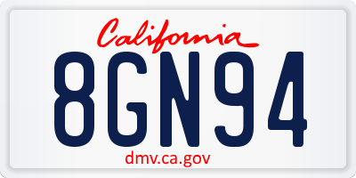 CA license plate 8GN94