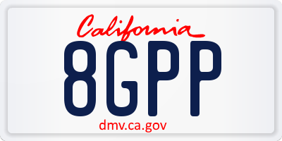 CA license plate 8GPP