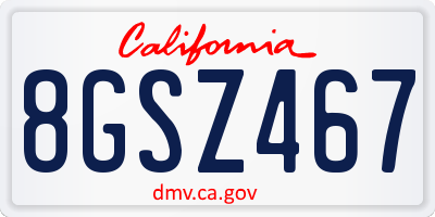 CA license plate 8GSZ467