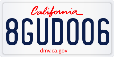 CA license plate 8GUDOO6