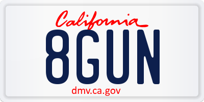 CA license plate 8GUN