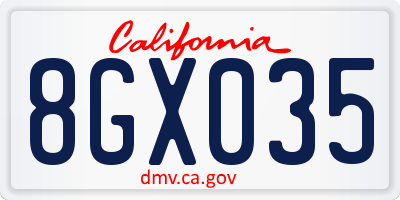 CA license plate 8GX035