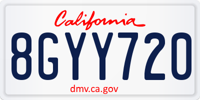 CA license plate 8GYY720
