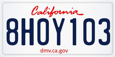 CA license plate 8H0Y103