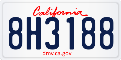 CA license plate 8H3188