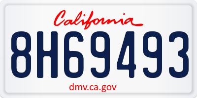 CA license plate 8H69493