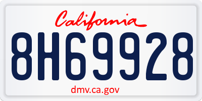 CA license plate 8H69928