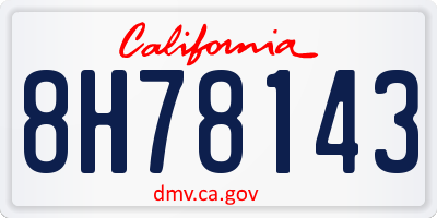 CA license plate 8H78143