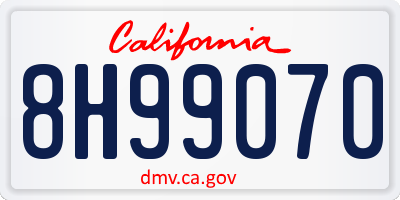 CA license plate 8H99070