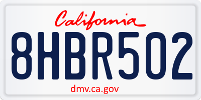 CA license plate 8HBR502