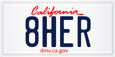 CA license plate 8HER