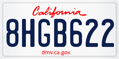 CA license plate 8HGB622