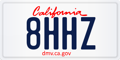 CA license plate 8HHZ