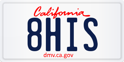 CA license plate 8HIS