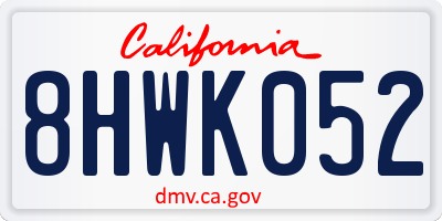 CA license plate 8HWK052