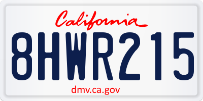 CA license plate 8HWR215