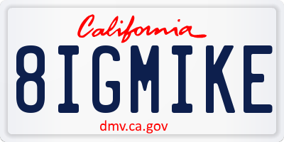 CA license plate 8IGMIKE