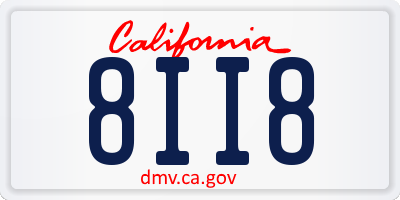 CA license plate 8II8