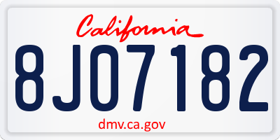 CA license plate 8J07182