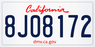 CA license plate 8J08172