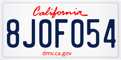 CA license plate 8J0F054