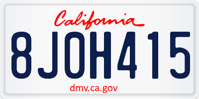 CA license plate 8J0H415