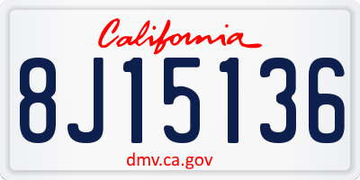 CA license plate 8J15136