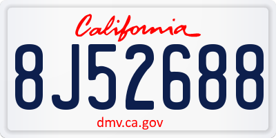 CA license plate 8J52688