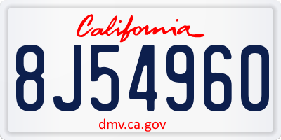 CA license plate 8J54960