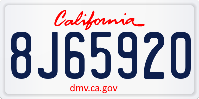 CA license plate 8J65920