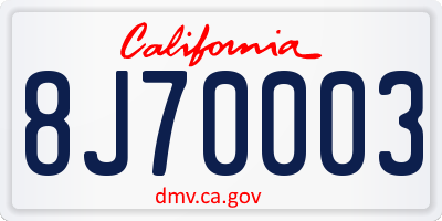 CA license plate 8J70003