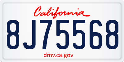 CA license plate 8J75568