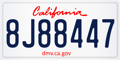 CA license plate 8J88447