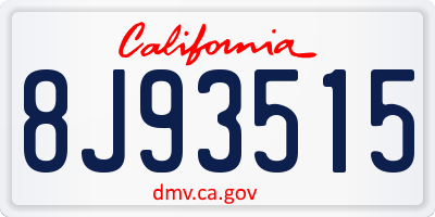 CA license plate 8J93515