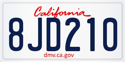 CA license plate 8JD210