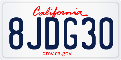 CA license plate 8JDG30