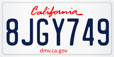 CA license plate 8JGY749