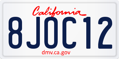 CA license plate 8JOC12