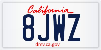 CA license plate 8JWZ