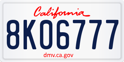 CA license plate 8K06777