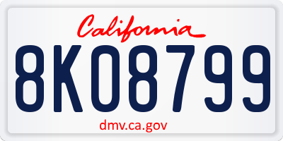 CA license plate 8K08799