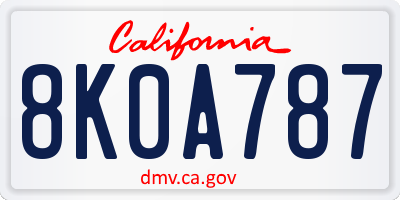 CA license plate 8K0A787