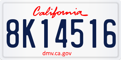 CA license plate 8K14516