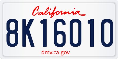 CA license plate 8K16010