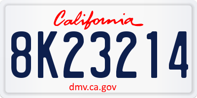 CA license plate 8K23214