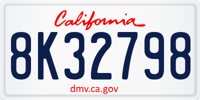 CA license plate 8K32798